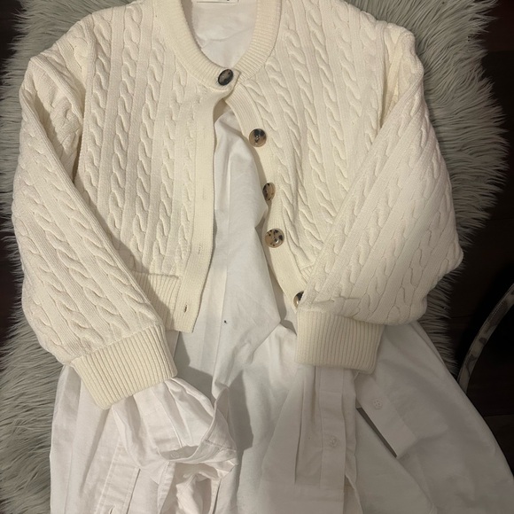 Alexander Wang Sweaters - Alexander Wang by layered cable knit cardigan sweater, Oxford shirt